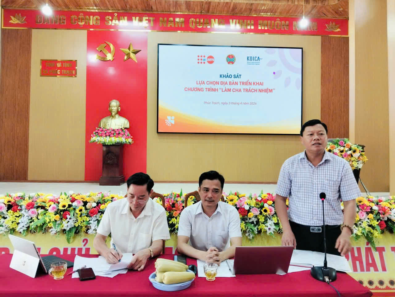 XÃ PHÚC TRẠCH LÀM VIỆC VỚI UNFPA VÀ CÁC ĐƠN VỊ KHẢO SÁT TRIỂN KHAI CHƯƠNG TRÌNH “LÀM CHA TRÁCH NHIỆM”