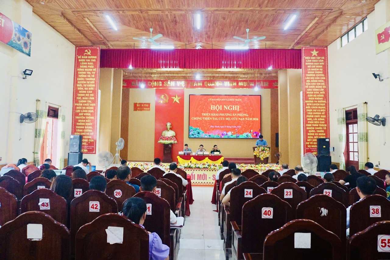 Phúc Trạch tổ chức Hội nghị triển khai phương án phòng, chống thiên tai, cứu hộ, cứu nạn năm 2026
