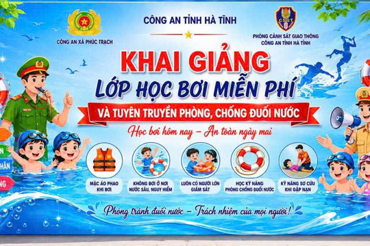 Ban chấp hành Chi đoàn Công an xã Phúc Trạch, Dạy bơi miễn phí cho trẻ em 2026 . 